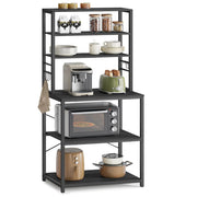 Scaffale da cucina con ripiani portaoggetti 6 ganci struttura in metallo per utensili forno a microonde stile industriale 80 x 40 x 167 cm grigio 12_0005648