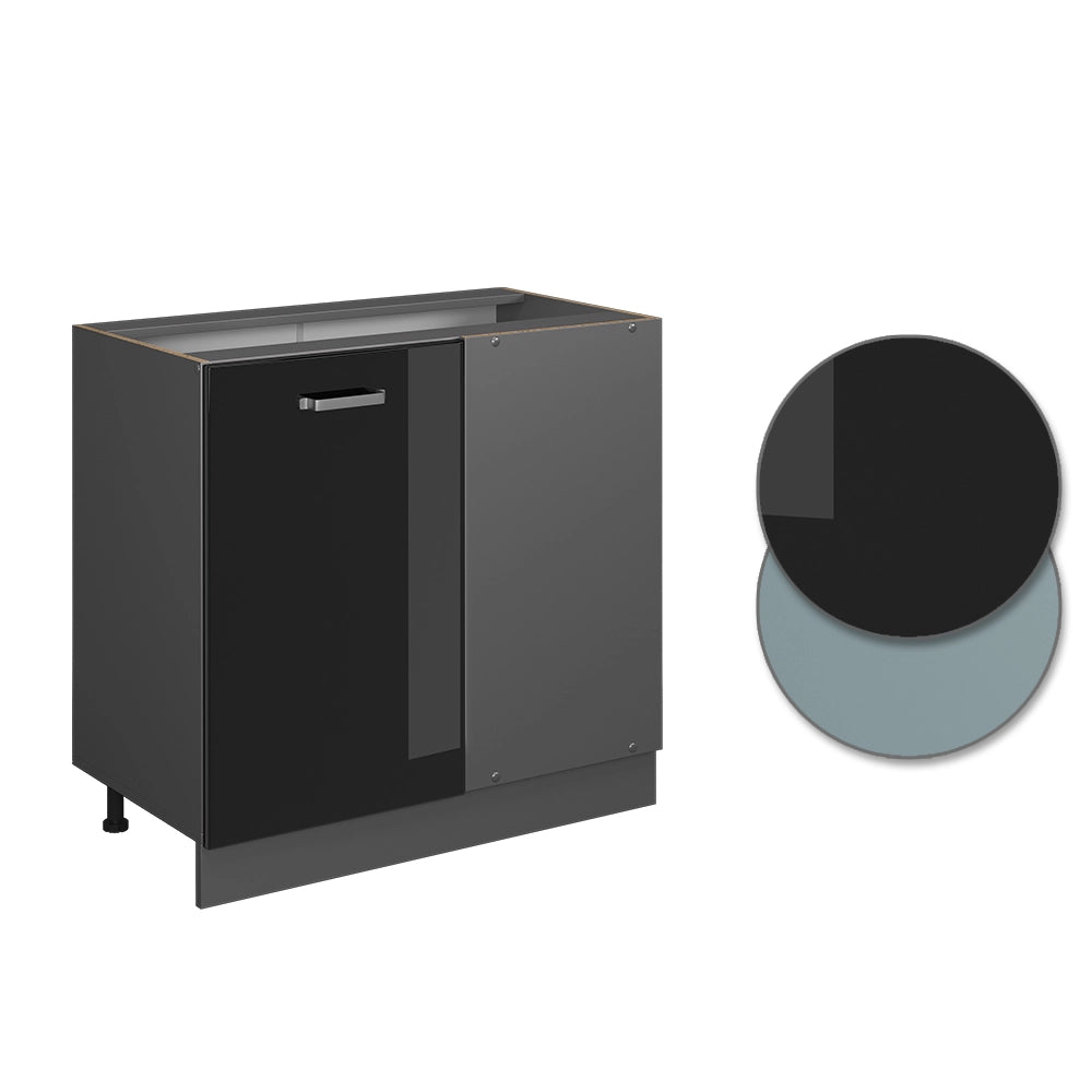 Vicco Mobile ad angolo cucina Nero lucido 86 cm , PL Rovere