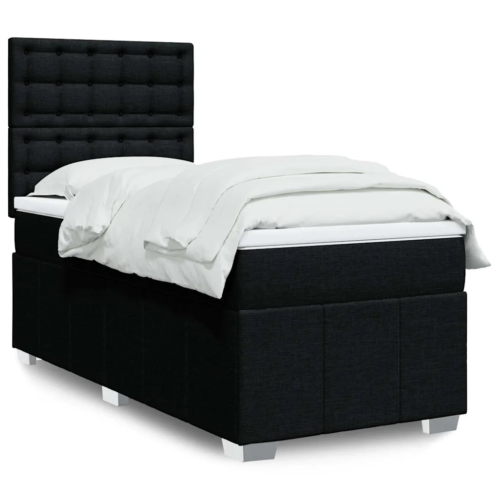 Giroletto a Molle con Materasso-Struttura Letto Nero 90x190 cm in Tessuto 219978