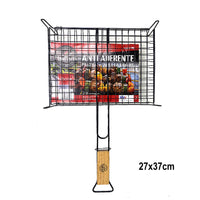 Griglia Antiaderente Con Piedi E Manico In Legno Per BBQ 27x37cm - 57250