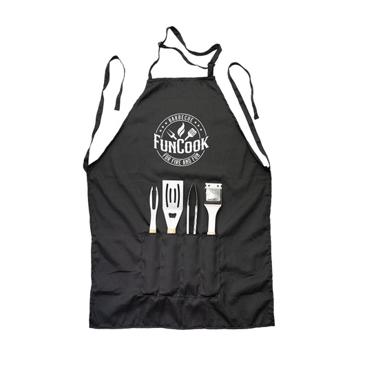 Set 4 Posate Per Barbecue + Grembiule Da Cucina -  57806