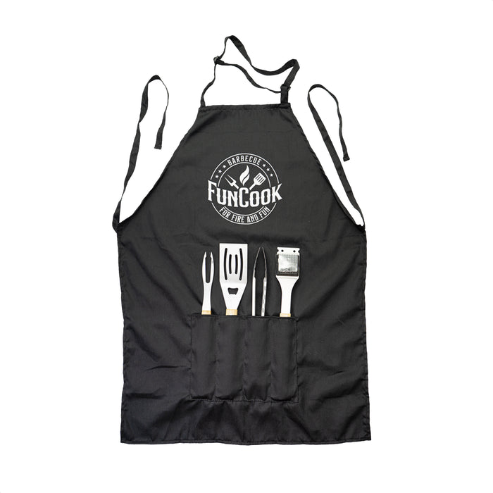 Set 4 Posate Per Barbecue + Grembiule Da Cucina -  57806