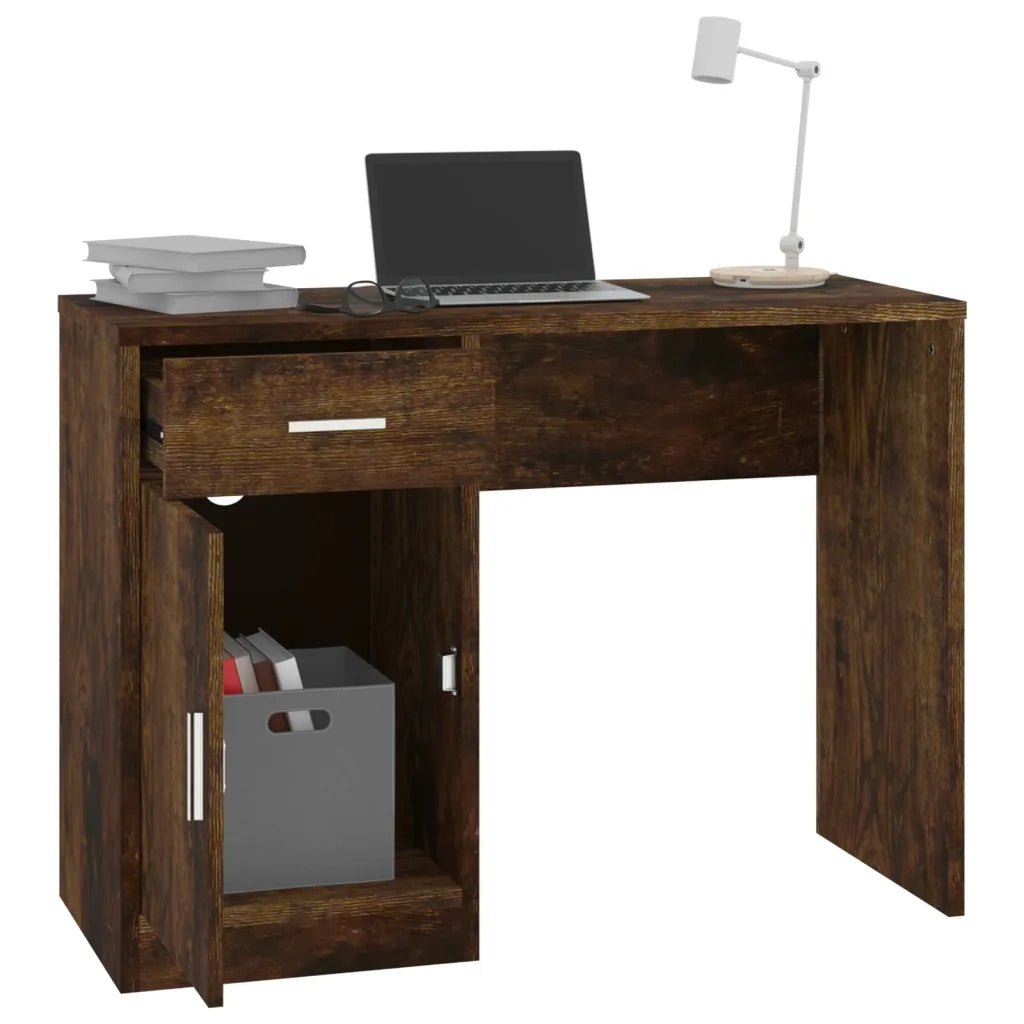 Scrivania Cassetto rovere fumo 100x40x73cm Legno Multistrato 342656
