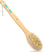 Doucherugborstel con Acciaio Lungo - Scoprendo Rug Scrubber - Massaggiante Nodi - Spazzola per la Doccia - Utilizzo Bagnato e Secco