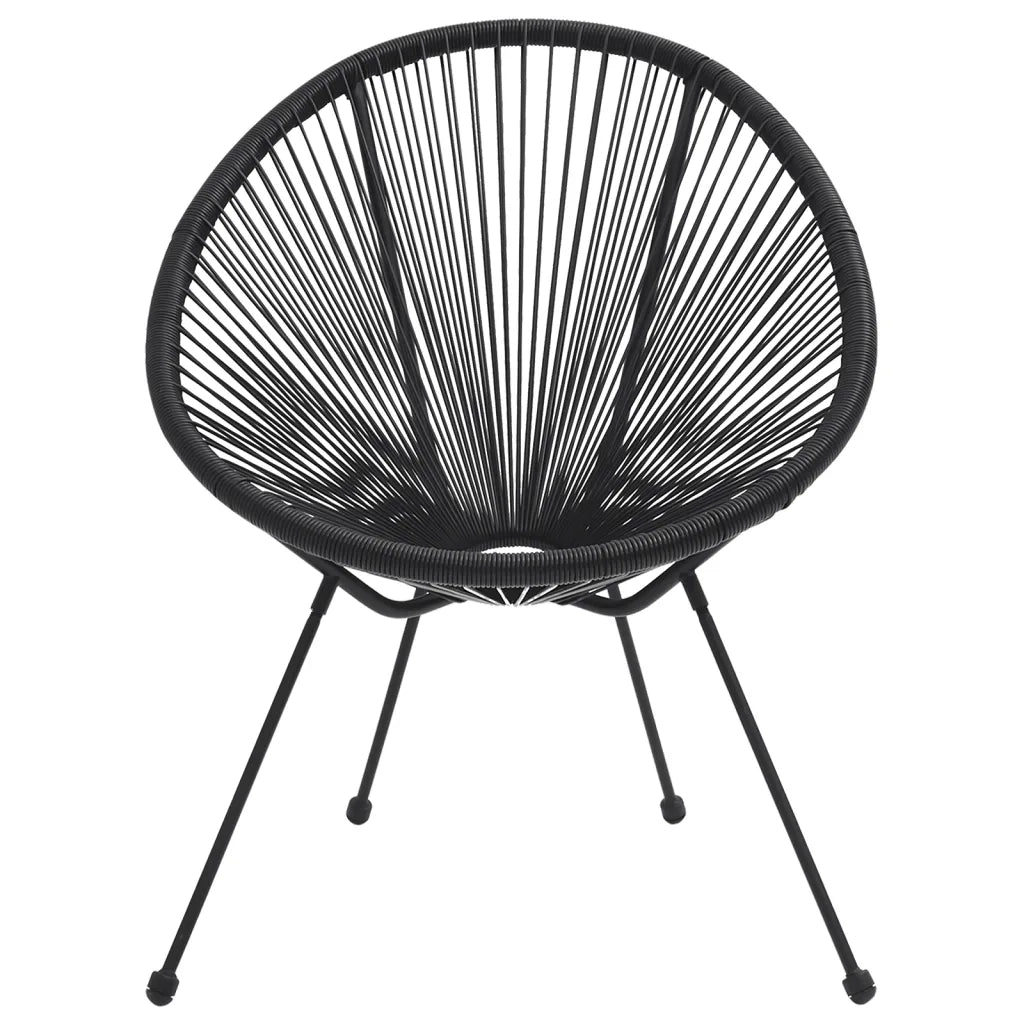 Set da Pranzo per Giardino 5 pz in Rattan PVC Nero cod mxl 35743