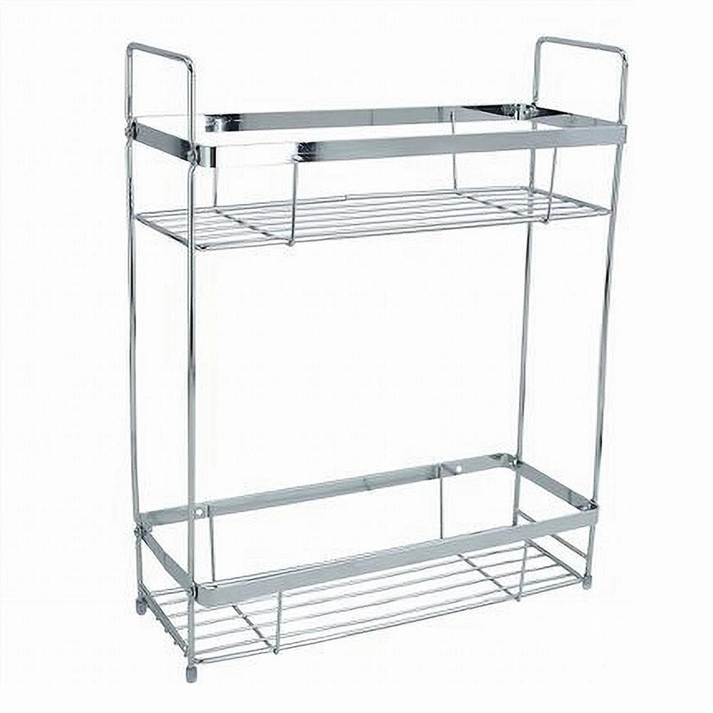 Trade Shop - Mensola Per Doccia Bagno Rettangolare 2 Ripiani Portaoggetti 30,5x12x38 Cm 79301 -