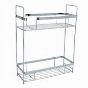 Trade Shop - Mensola Per Doccia Bagno Rettangolare 2 Ripiani Portaoggetti 30,5x12x38 Cm 79301 -