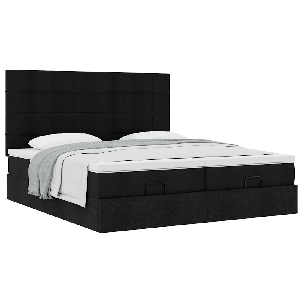 vidaXL Struttura Letto Pouf con Materassi Nero 160x200 cm in Tessuto