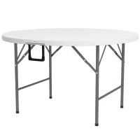 Tavolo Pieghevole per Giardino e Campeggio, in Acciaio e HDPE, Ø122x73 cm, Grigio e Bianco