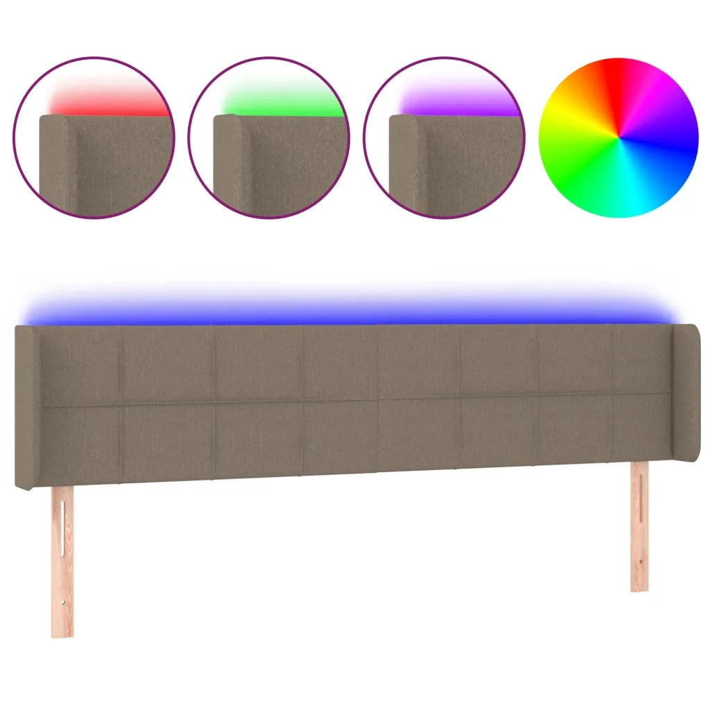 Testiera a LED-Testata con LED Tortora 203x16x78/88 cm in Tessuto 765994