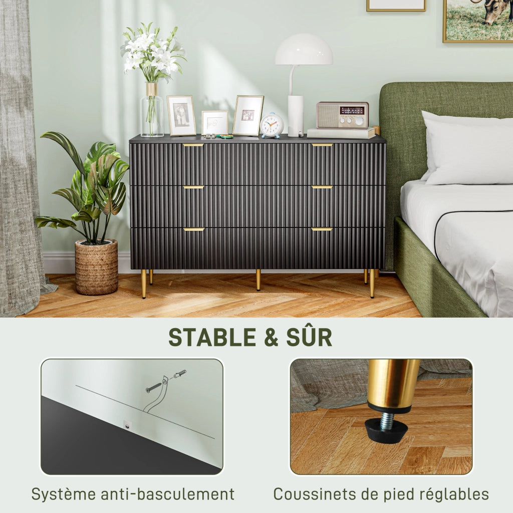 Cassettiera Moderna 6 Cassetti ¨C zephmum ¨C Nero 120x40x76.5 cm