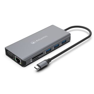 Mini docking atlantis a04-tc_dk46 in: 1xusb-c out: 1xhdmi 4k@60hz 1xgbitlan 1xvga fhd@60hz 3xusb3.0 2xusb-c(1xpd) 1xsdtf 1x3.5m
