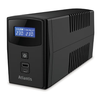 Ups atlantis a03-s1000p 1000va (600w) one power stepwave line interactive v-out 200-253vac batteria 12v 9a/h avr display lcd