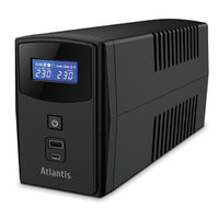 Ups atlantis a03-s1000p 1000va (600w) one power stepwave line interactive v-out 200-253vac batteria 12v 9a/h avr display lcd