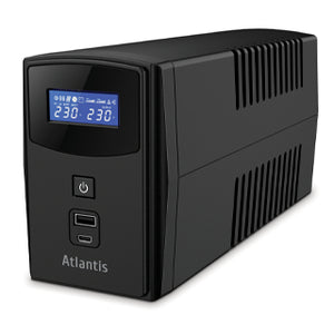 Ups atlantis a03-s1000p 1000va (600w) one power stepwave line interactive v-out 200-253vac batteria 12v 9a/h avr display lcd