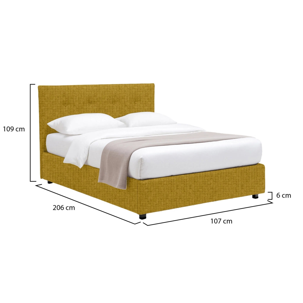 Ripon, Letto Singolo Sfoderabile Made in Italy, Giallo Ocra