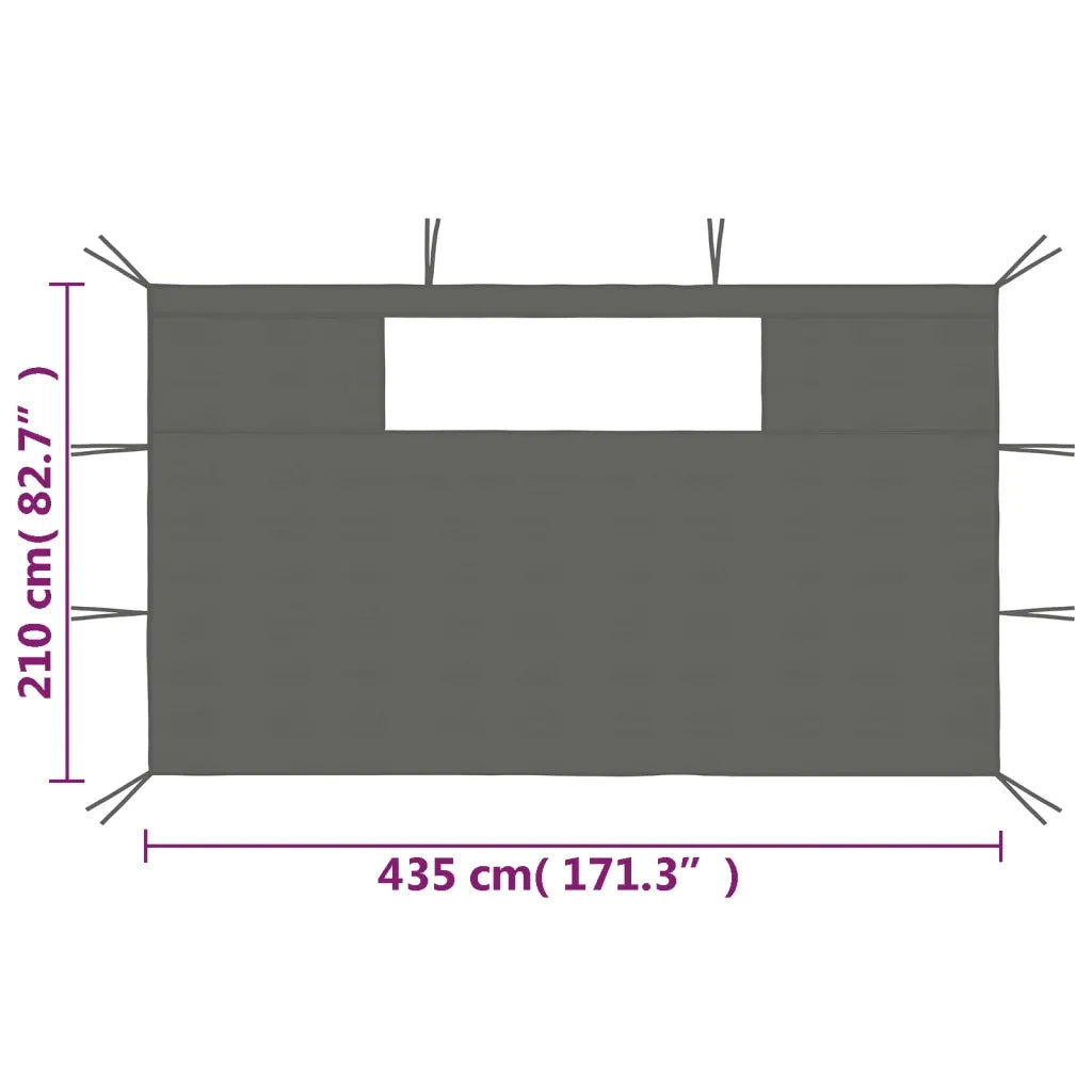 Pareti con Finestre per Gazebo 2 pz Antracite CFW7725563