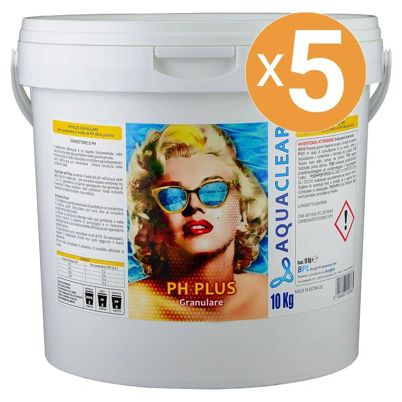 Correttore Ph Plus Granulare Piscina, 5 Confezioni Da 10 Kg