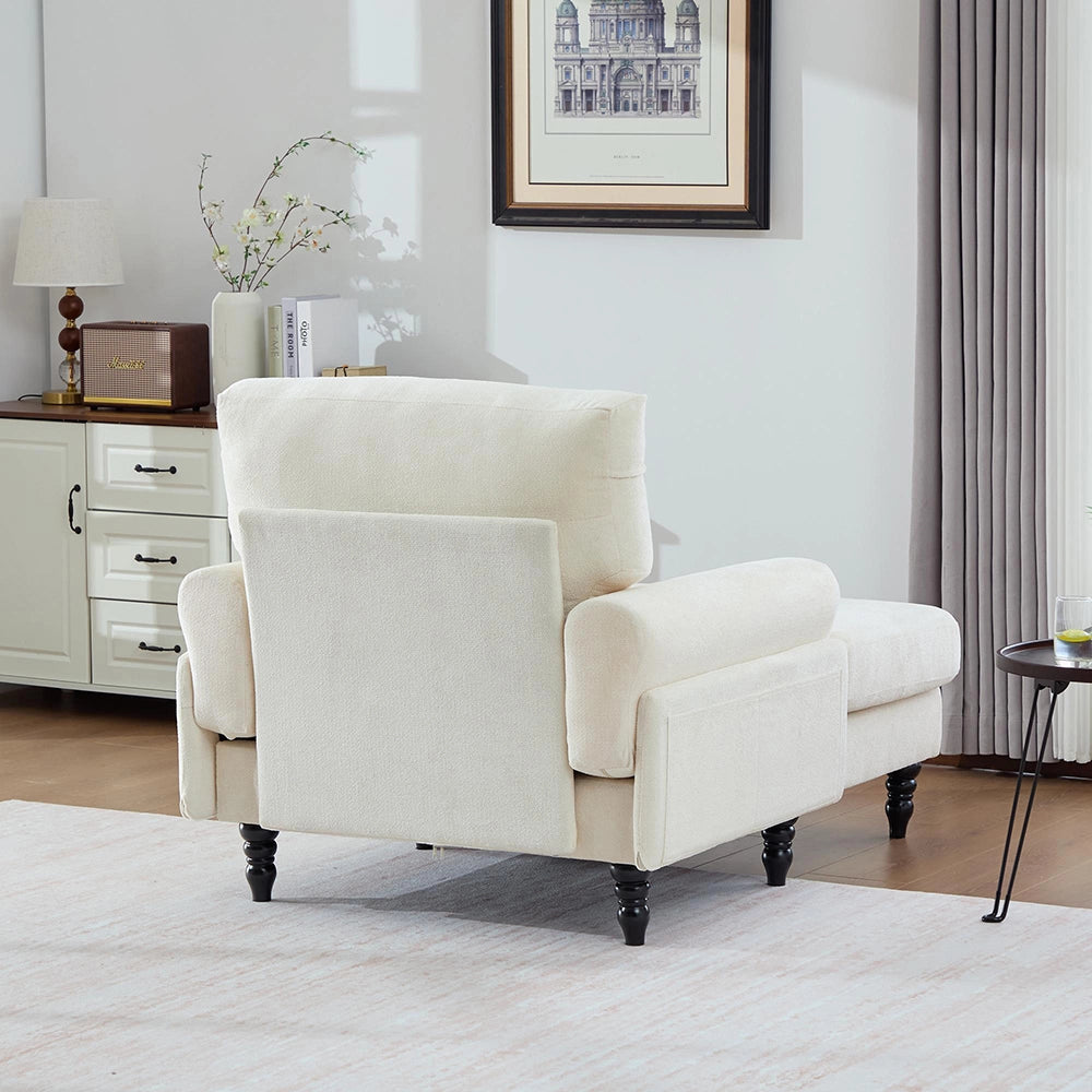 Poltrona moderna minimalista in tessuto chenille - Xylo - Con schienale e braccioli comodi, tasche laterali