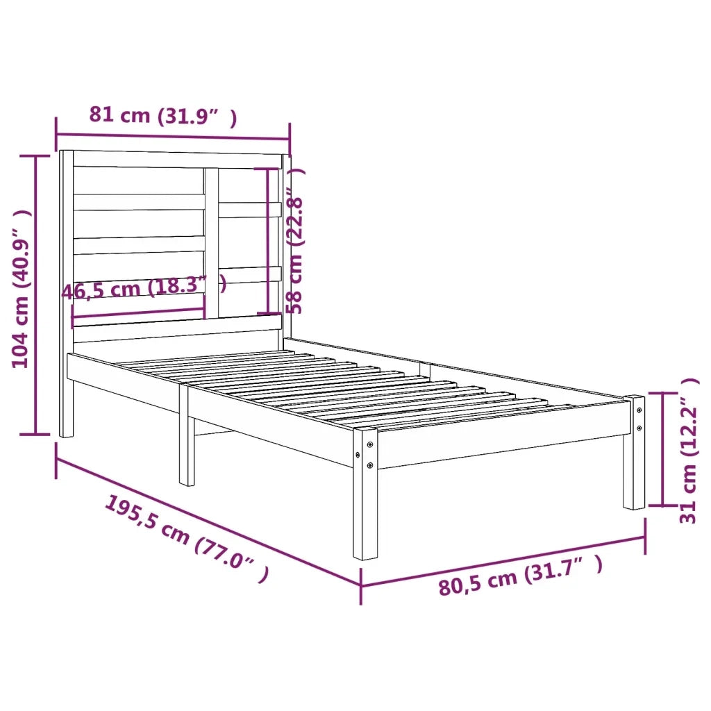 Giroletto-Struttura Letto in Legno Massello 75x190 cm Small Single 500069