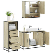 Set Mobili da Bagno 3 pz Rovere Sonoma in Legno Multistrato