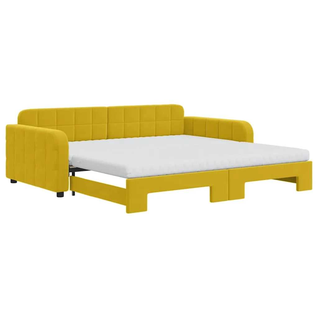 Divano Letto Estraibile con Materassi Giallo 100x200 cm Velluto 3196965