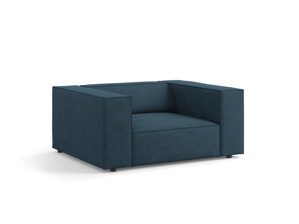 Cosmopolitan Design - Poltrona "Arendal" in ciniglia con effetto a coste blu scuro 