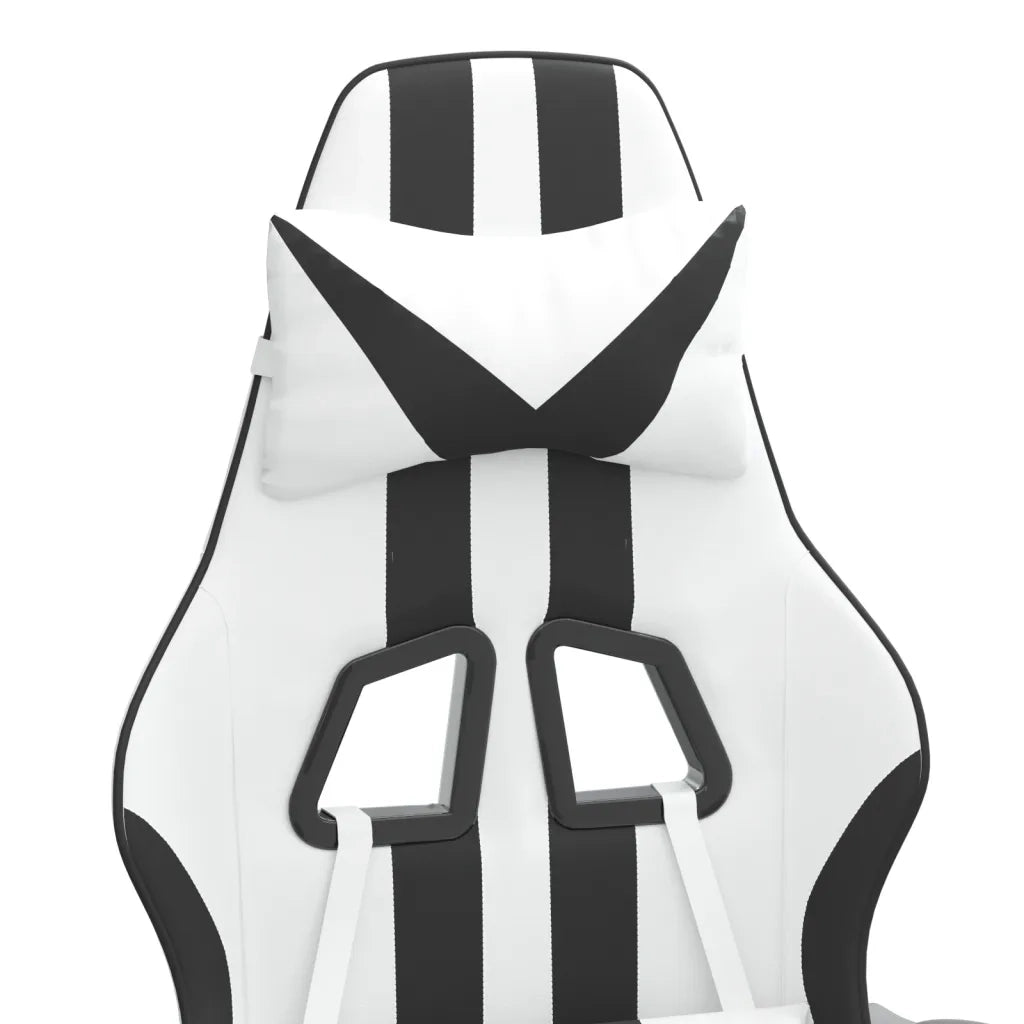 Sedia da Gaming | Sedia da e-sports con Poggiapiedi Bianco e Nero in Similpelle