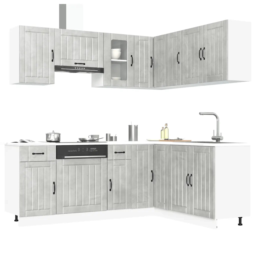 Set Mobili da Cucina 11 pz Kalmar Grigio Cemento in Truciolato 3314945