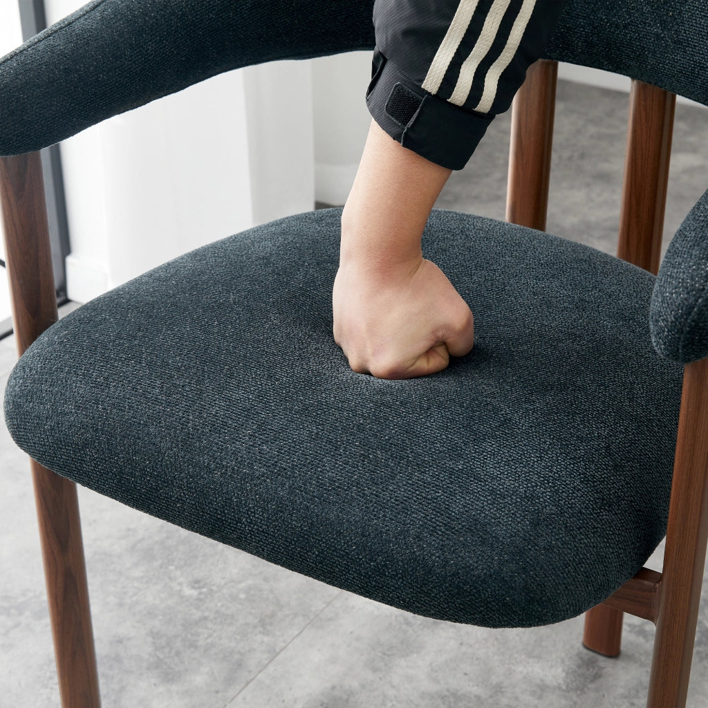 Sedia da Pranzo Set da 2 con Schienale Ergonomico e Seduta Imbottita in Lino Nero