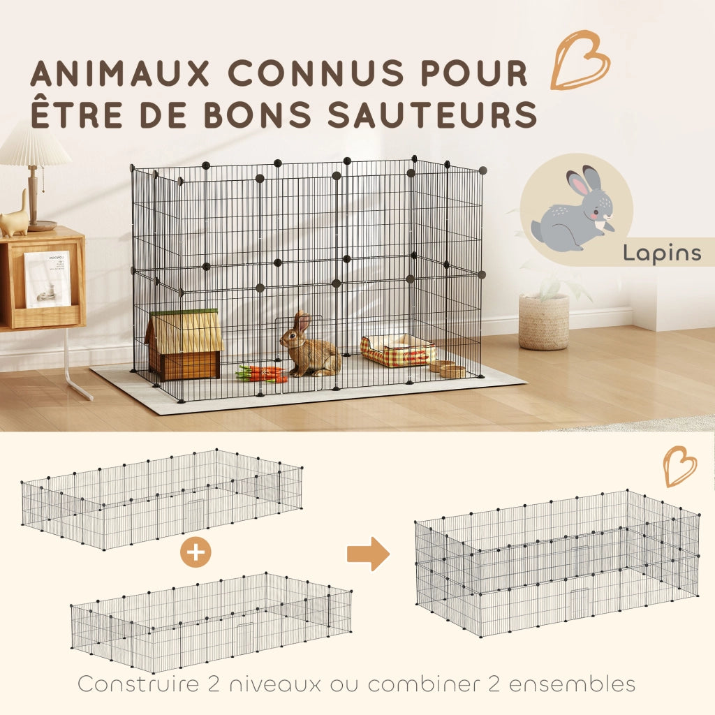 Recinto per Animali Domestici ¨C Minimal ¨C Griglia Acciaio Nero 120x60x80 cm