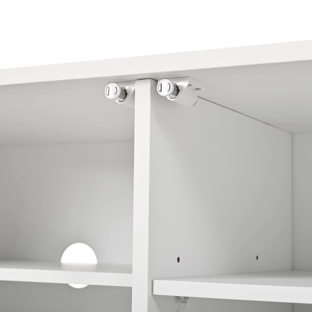 Mobile TV 200x40x47.5 cm con 4 ante e ripiani regolabili in MDF bianco