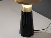 Lampada da tavolo in marmo nero e acciaio dorato