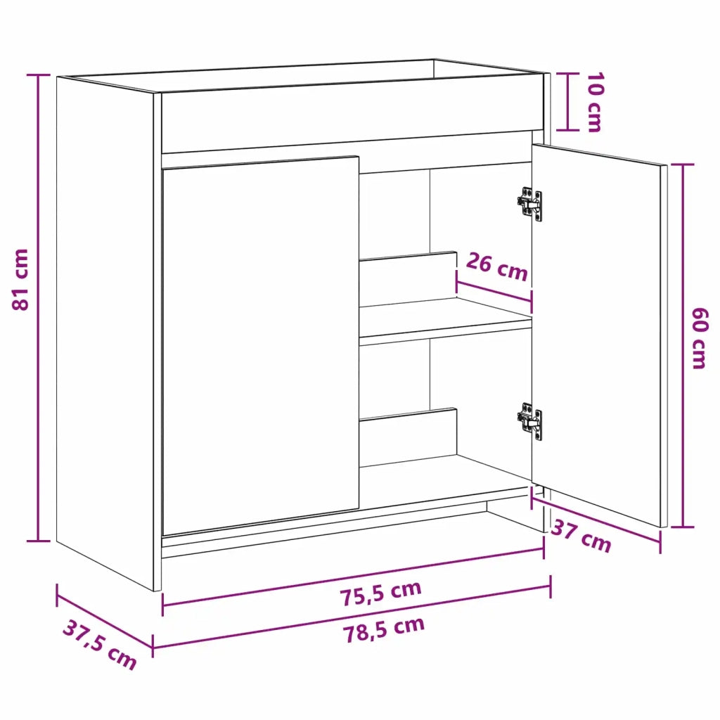 Mobiletto da Bagno Sotto Lavabo Rovere Artigianale 890791