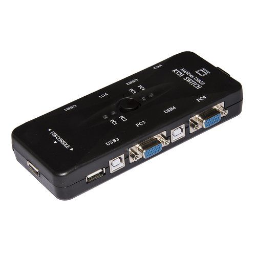 Kvm switch usb/vga link per 4 pc con 1 mouse, 1 tastiera usb e 1 monitor vga con cavi inclusi - LKKWM4