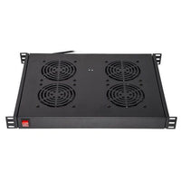 Ripiano link per armadi rack19 con 4 ventole nero 4 agganci 483x330x44mm con termostato - LKFAN4R