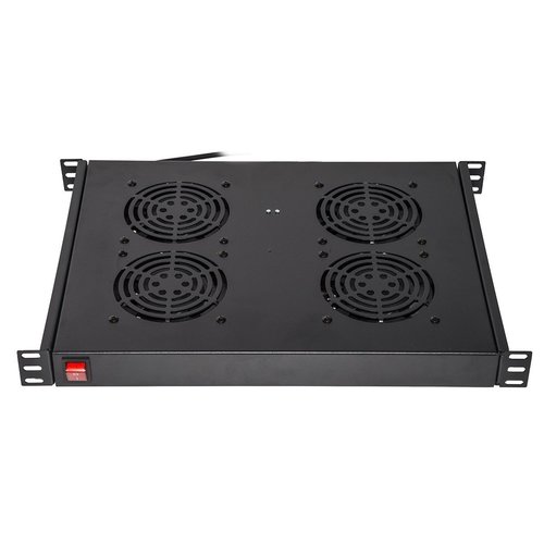 Ripiano link per armadi rack19 con 4 ventole nero 4 agganci 483x330x44mm con termostato - LKFAN4R