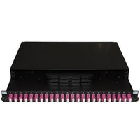 Pannello fibra ottica 19 con 24 adattatori lc duplex om4 profondita 250 mm colore nero - LK24LC4