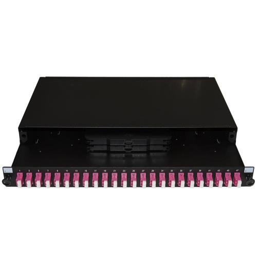 Pannello fibra ottica 19 con 24 adattatori lc duplex om4 profondita 250 mm colore nero - LK24LC4