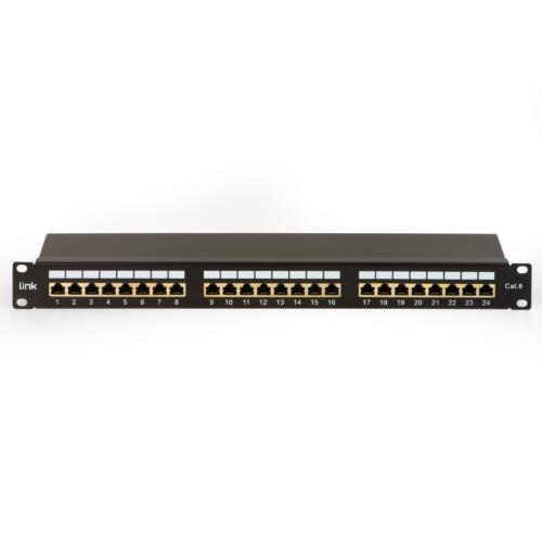 Patch panel 19 link schermato 24 porte rj45 per reti categoria 6 - 1 unita nero - lkp624s