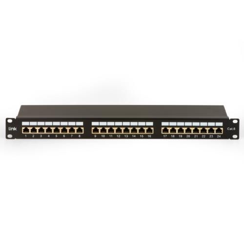 Patch panel 19 link schermato 24 porte rj45 per reti categoria 6 - 1 unita nero - lkp624s