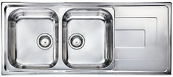 CM 010147.S1.01.2018 COMO Lavello da incasso 2 vasche con gocciolatoio a destra 116 x 50 cm colore Inox