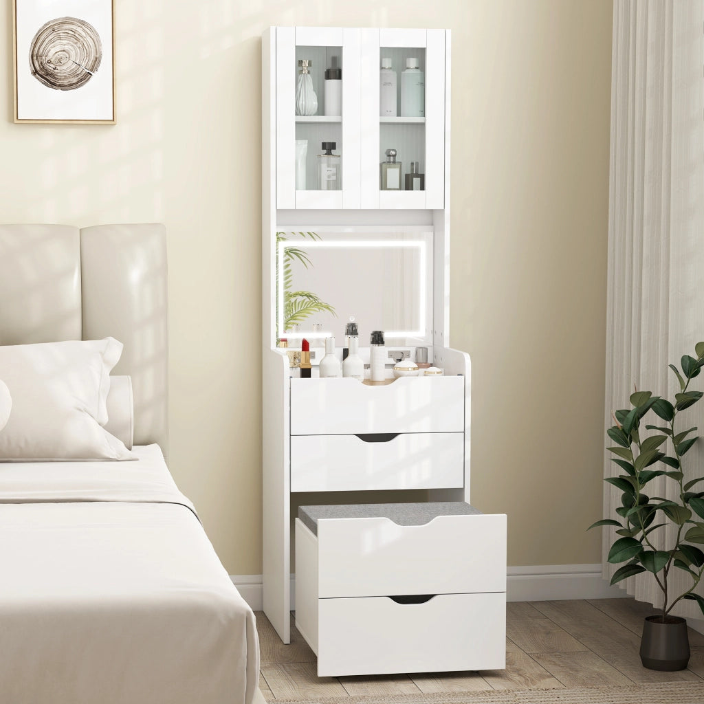 Toeletta Trucco con Specchio Illuminato ¨C zephmum ¨C Bianco
