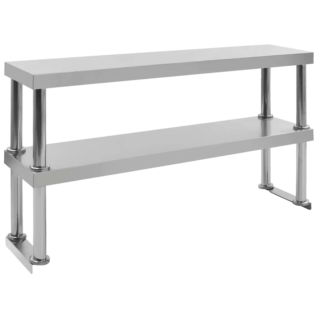 Tavolo Lavoro Cucina con Mensola 120x60x150 cm in Acciaio Inox CFW5482122