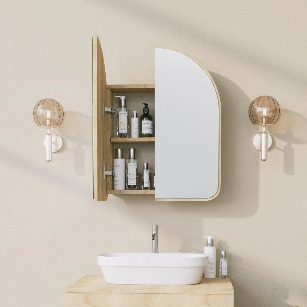 Vigano, Mobile Pensile Specchio Incluso, 60x70h cm Marrone Rovere
