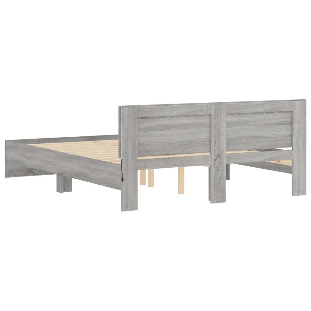 Giroletto con Testiera e LED-Struttura Letto con testiera Grigio Sonoma 160x200 cm 406341