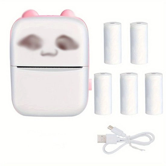 Stampante portatile mini per carta 5 rulli macchina per adesivi mini stampante per immagini e foto compatibile Wi-Fi e Bluetooth rosa