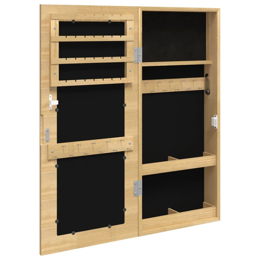 Mobiletto portagioielli organizer per camera da letto spogliatoio bagno con specchio da parete 30 x 8,5 x 67 cm marrone 02_0022825