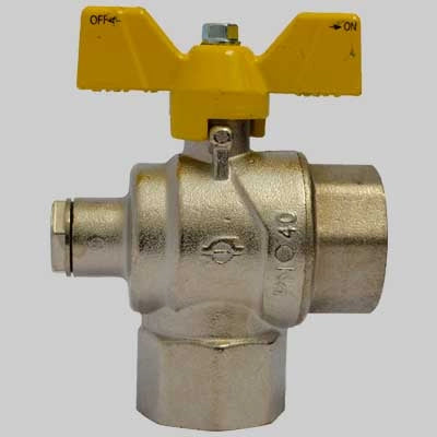 VALVOLA A SFERA SQUADRA CON PRESA PRESSIONE  3/4 F x 3/4 F     F.I.V.