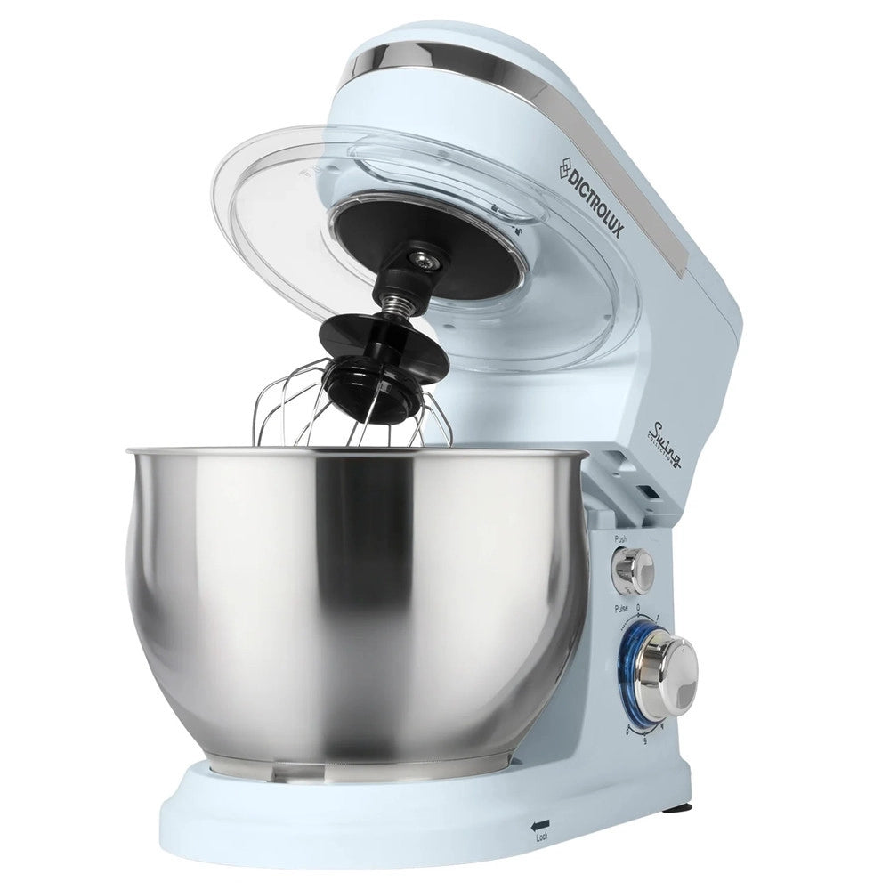 Trade Shop - Impastatrice Planetaria Da Cucina 1000w 5lt Con Coperchio Paraschizzi 3 Ganci 6 Velocità -
